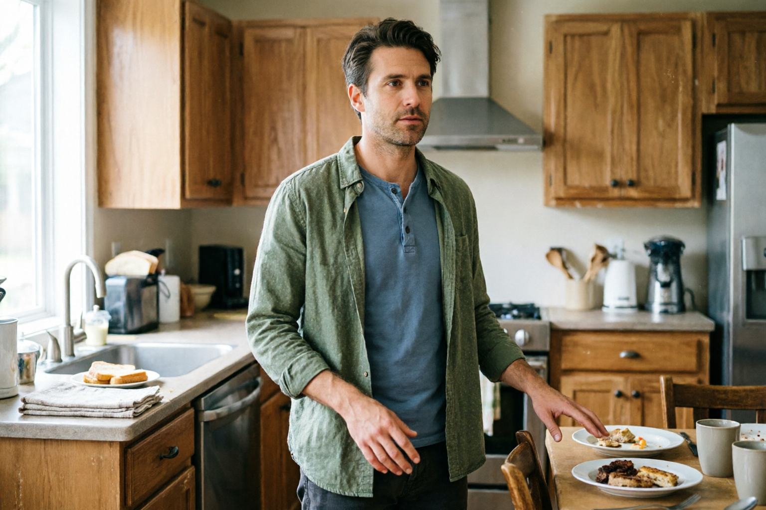 An adult at home interrupting the start of a binge-eating routine and trying to stay with the moment instead.